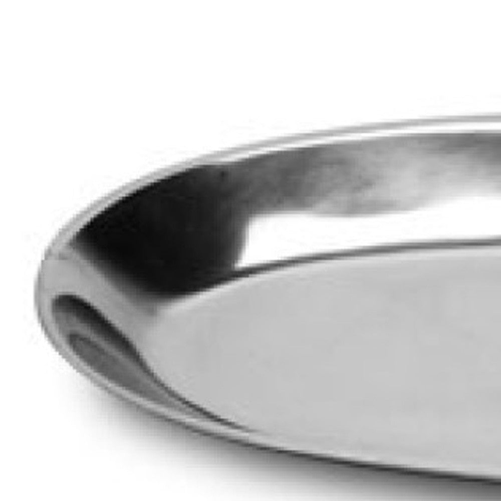 7" Silver Oval Stainless Steel Indoor Outdoor Handmade Serving Tray