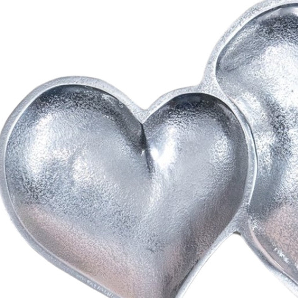 Two Section Textured Silver Heart Shaped Tray