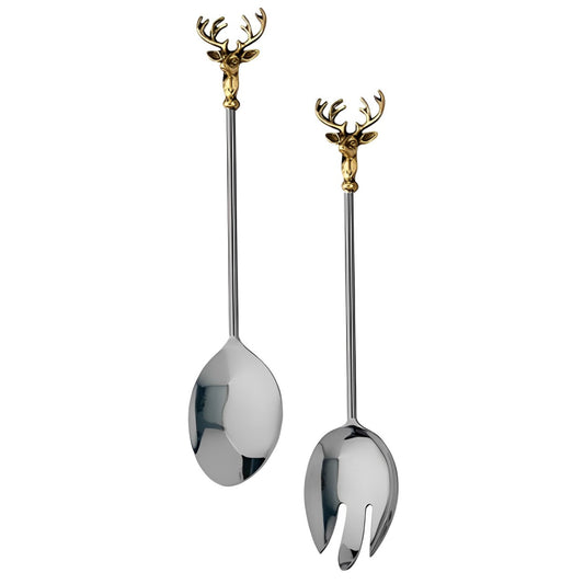 Set of Two Golden Stag Salad Servers