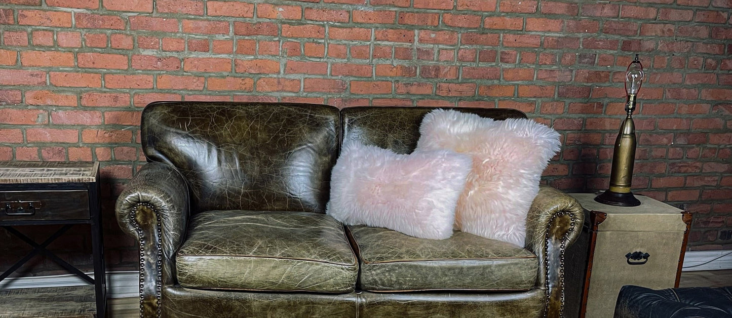 Blush Natural Sheepskin Lumbar Pillow