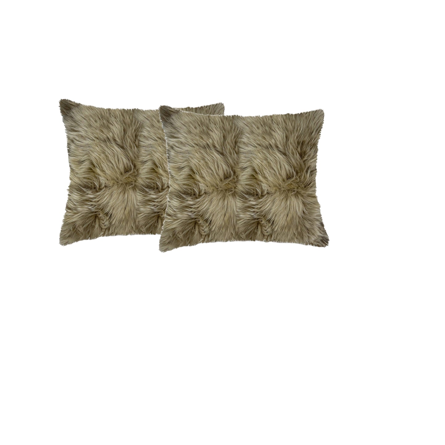 Set of Two Taupe Sheepskin Throw Pillow