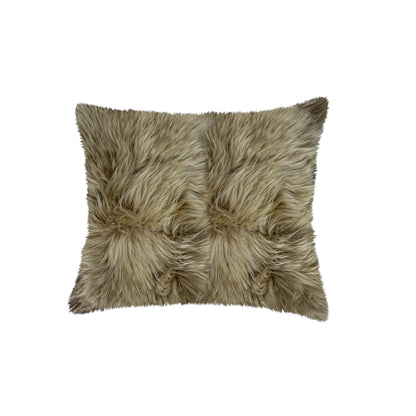 Set of Two Taupe Sheepskin Throw Pillow