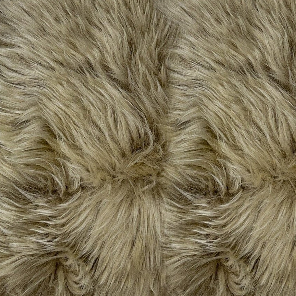 Set of Two Taupe Sheepskin Throw Pillow