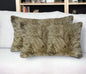 Set of Two 12" X 20" Taupe Sheepskin Lumbar Throw Pillows