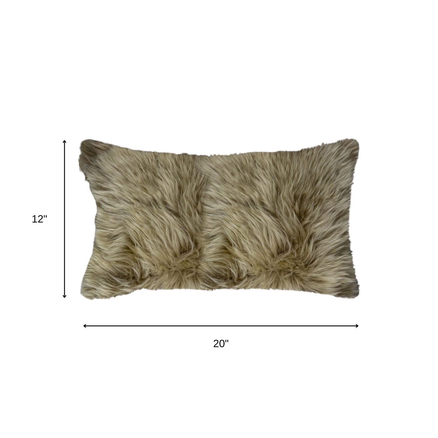 Set of Two 12" X 20" Taupe Sheepskin Lumbar Throw Pillows