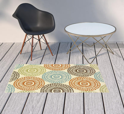 2' X 4' Beige Indoor Outdoor Area Rug