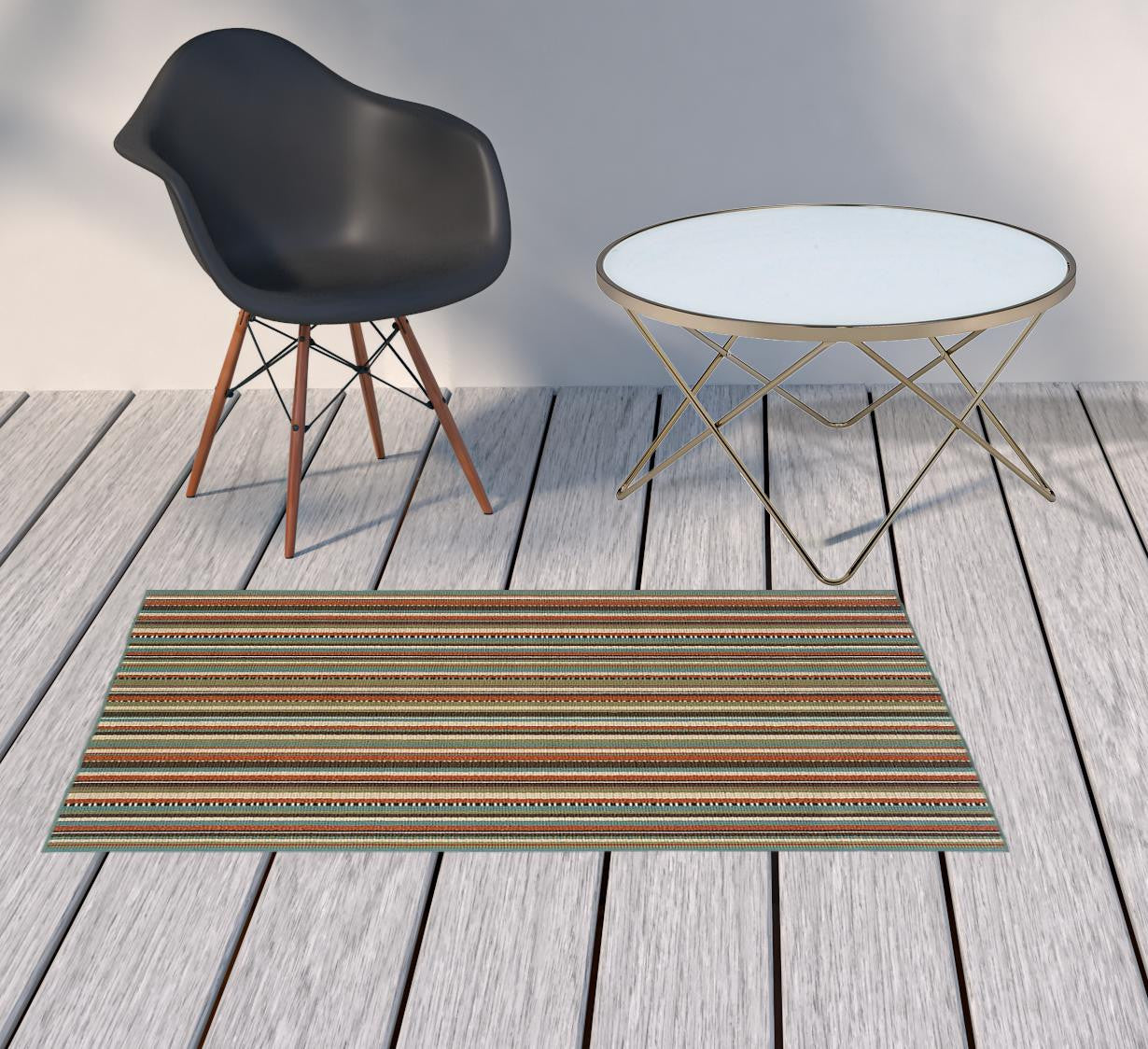 2' X 8' Green Indoor Outdoor Area Rug