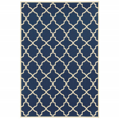 Blue and Ivory Indoor Outdoor Area Rug