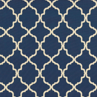 Blue and Ivory Indoor Outdoor Area Rug