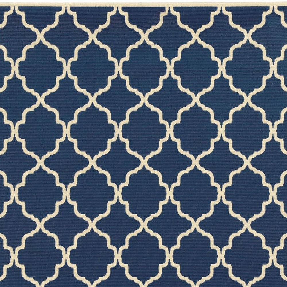 Blue and Ivory Indoor Outdoor Area Rug