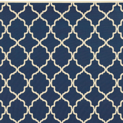 Blue and Ivory Indoor Outdoor Area Rug