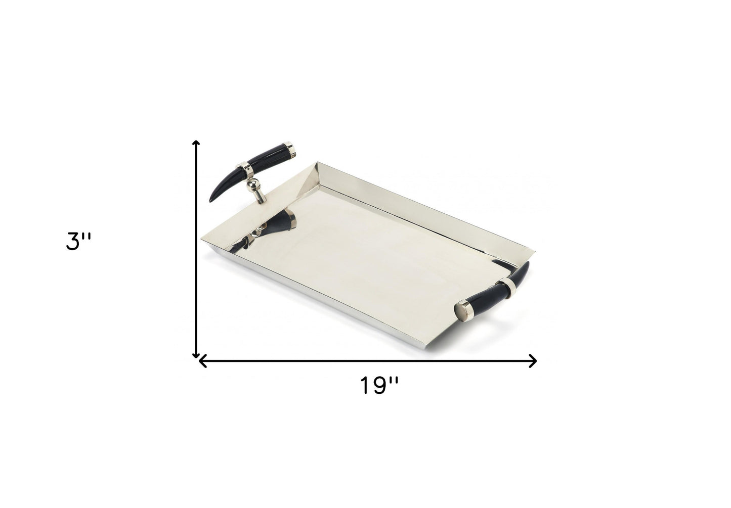 19" Silver Stainless Steel Serving Tray