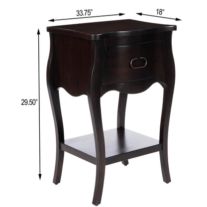 Dark Brown Chocolate Single Drawer Night Stand