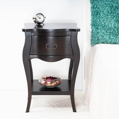 Dark Brown Chocolate Single Drawer Night Stand