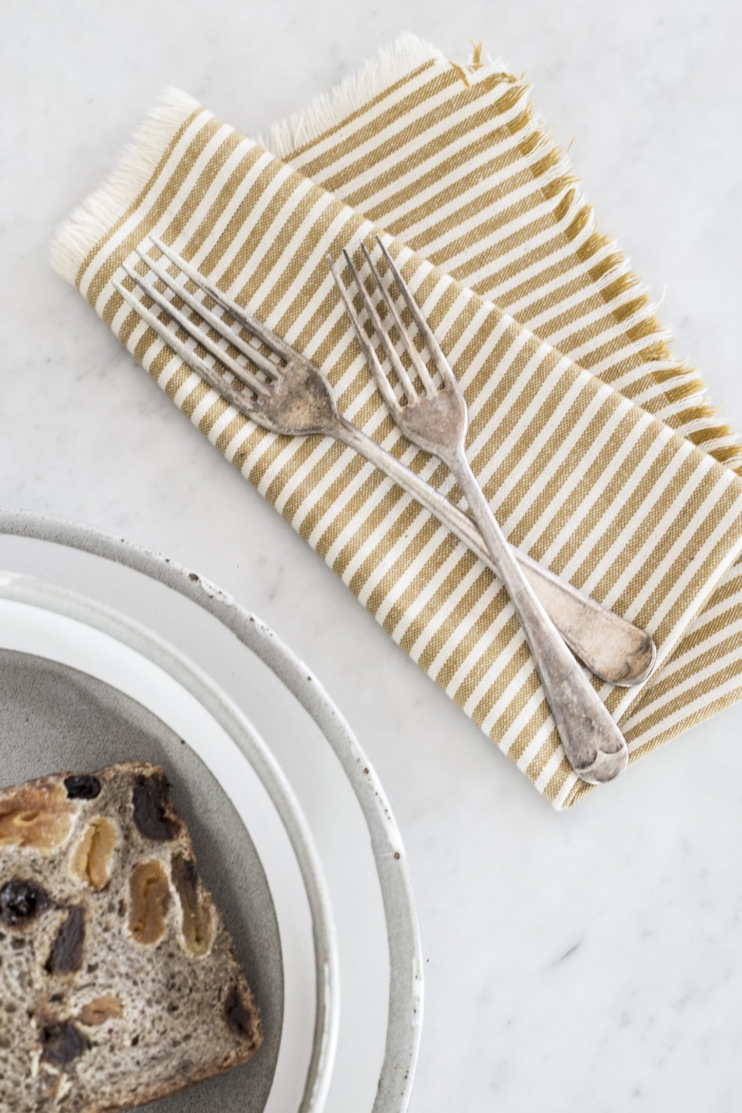 Set Of Eight Ochre Stripe Napkins