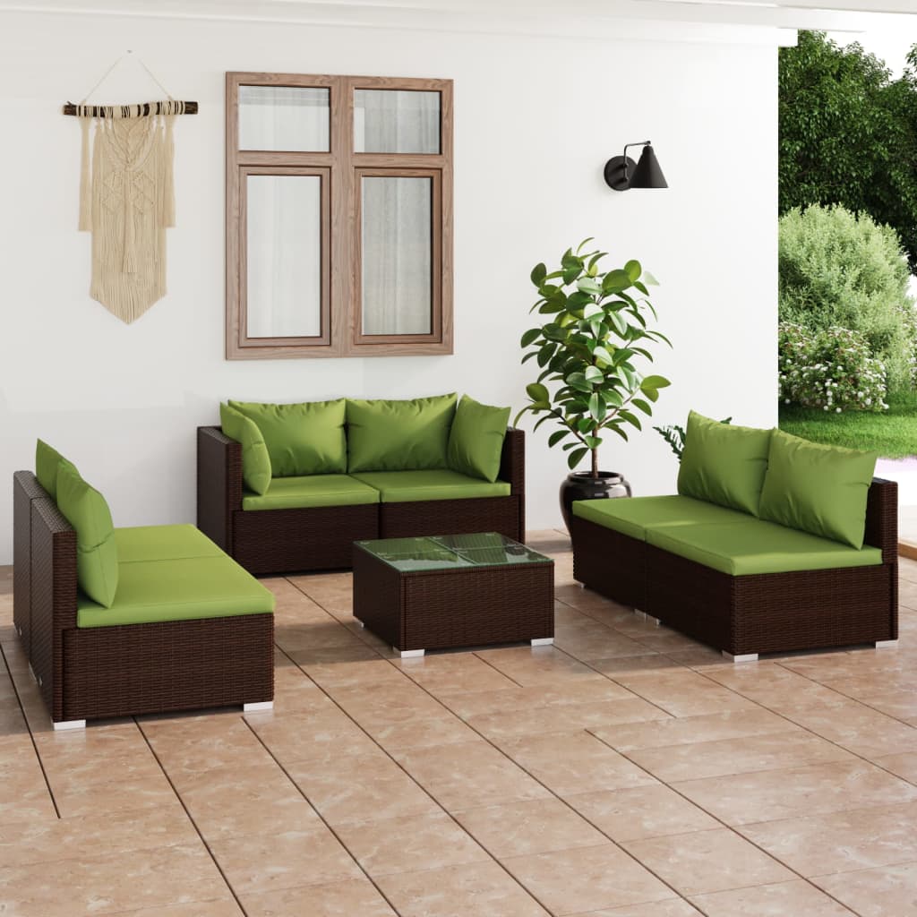 4 Piece Patio Lounge Set with Cushions Poly Rattan Black