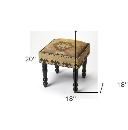 18" Brown Linen Ottoman