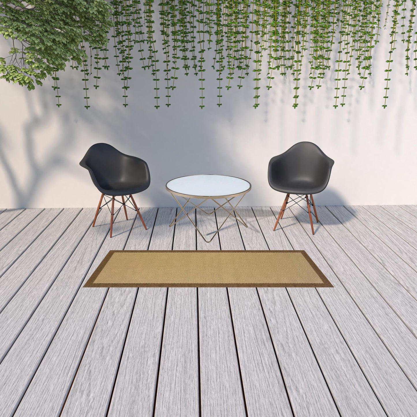 2' X 8' Beige Indoor Outdoor Area Rug