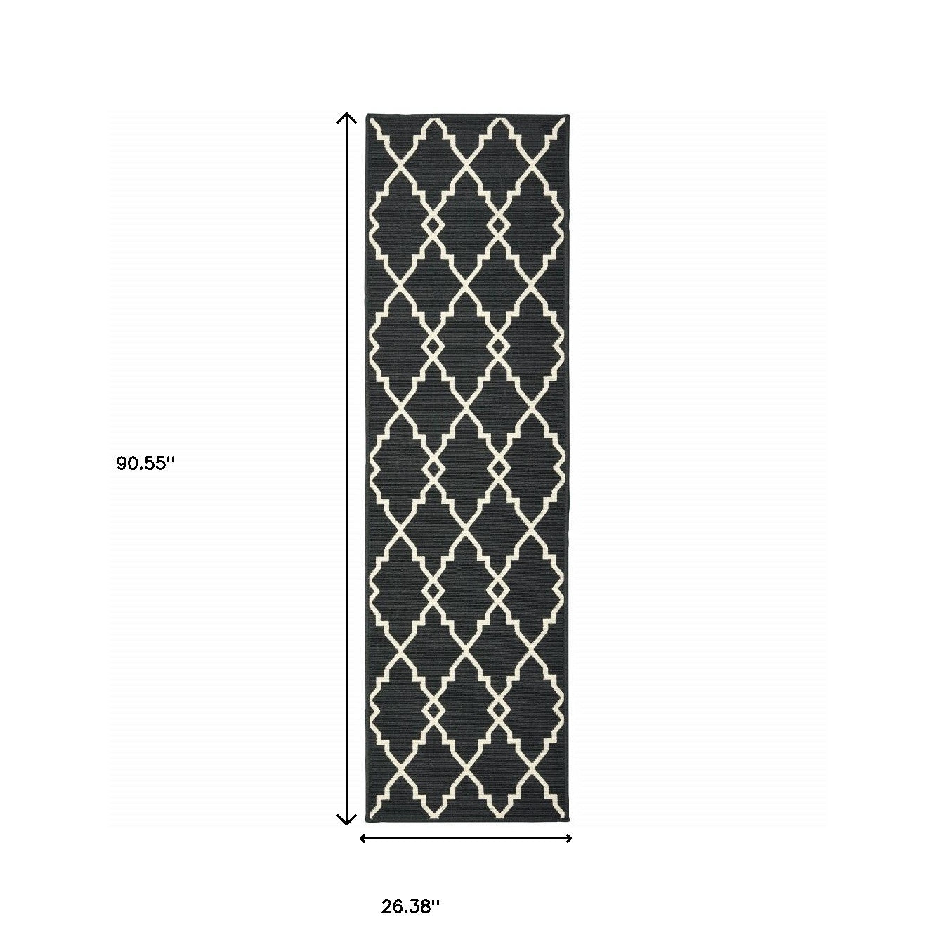 8' X 11' Black and Ivory Indoor Outdoor Area Rug