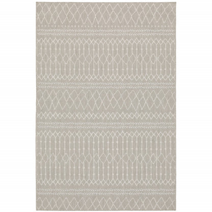 3' X 5' Gray and Ivory Indoor Outdoor Area Rug