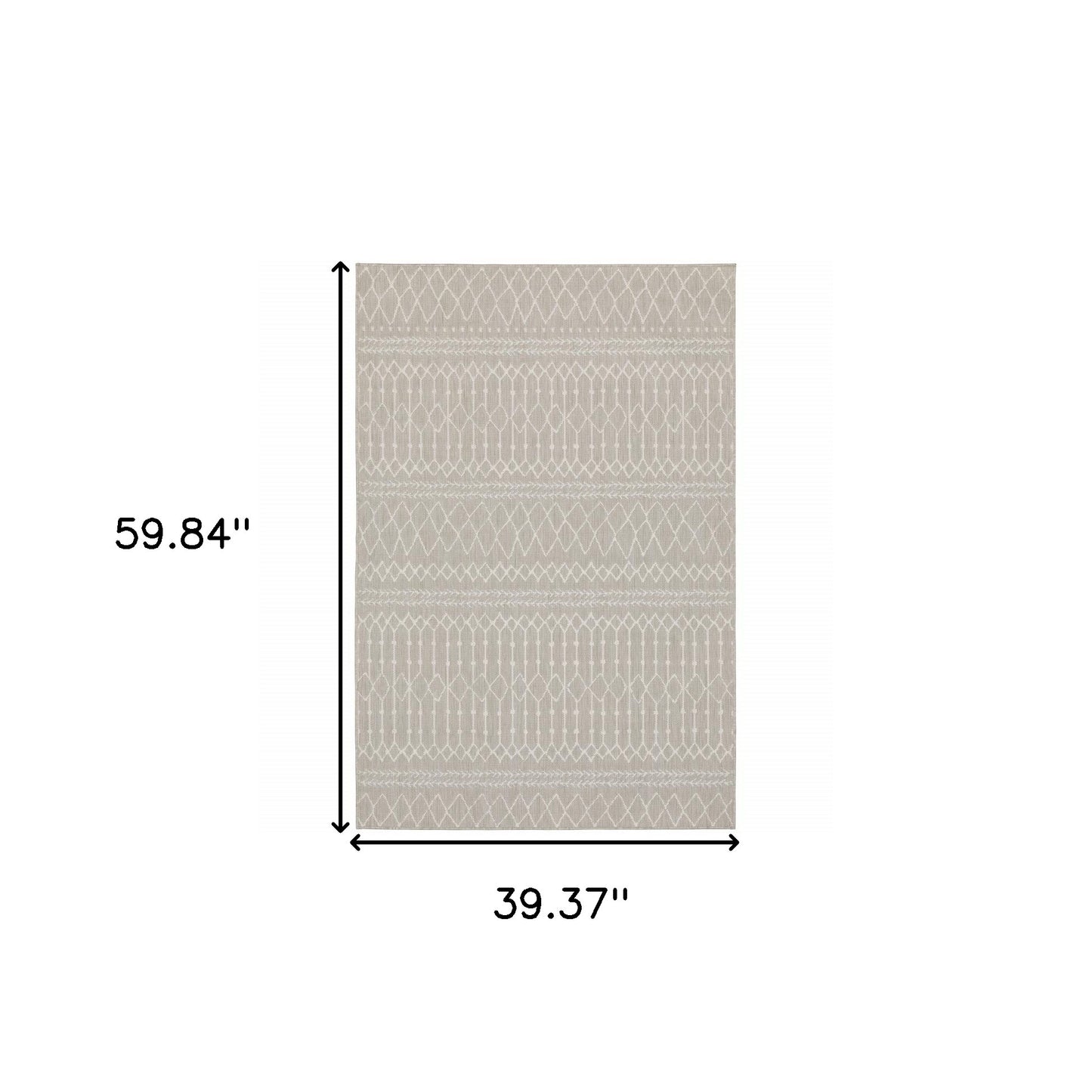 3' X 5' Gray and Ivory Indoor Outdoor Area Rug