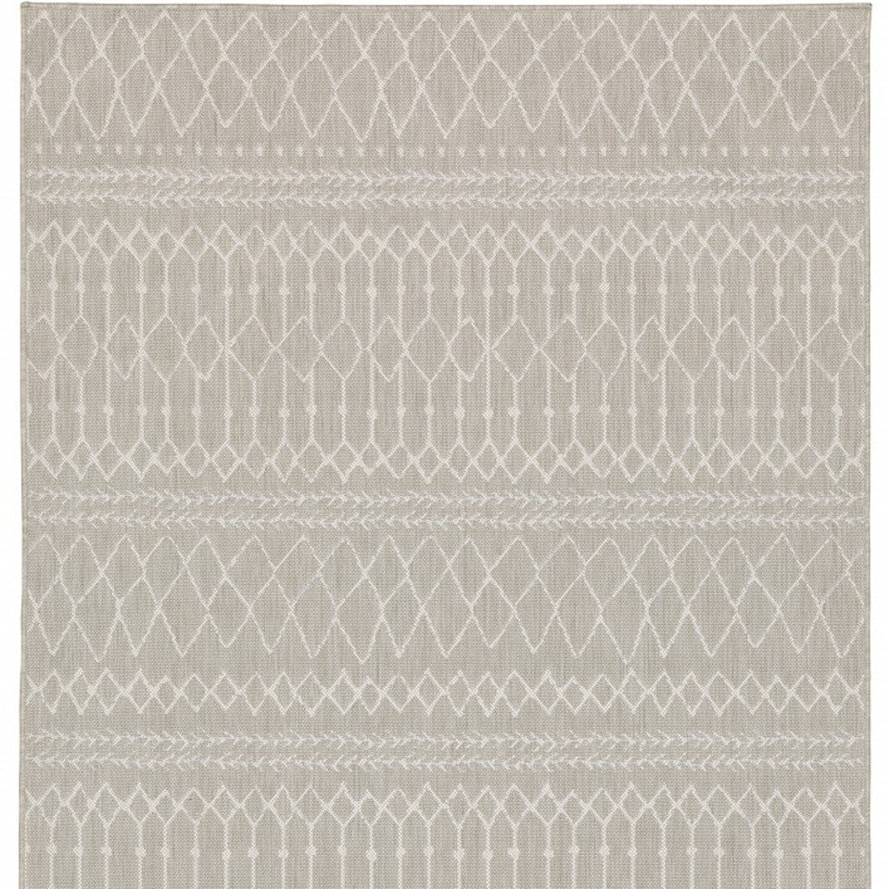 3' X 5' Gray and Ivory Indoor Outdoor Area Rug