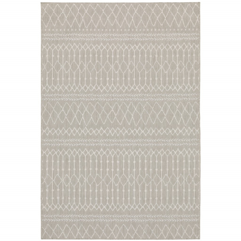 3' X 5' Gray and Ivory Indoor Outdoor Area Rug