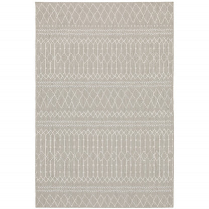 3' X 5' Gray and Ivory Indoor Outdoor Area Rug