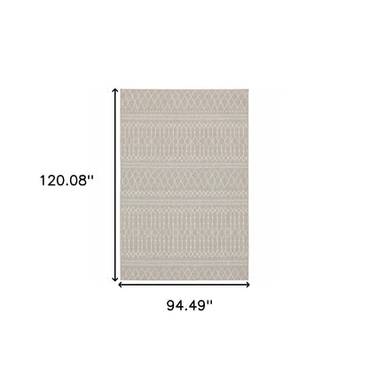 3' X 5' Gray and Ivory Indoor Outdoor Area Rug