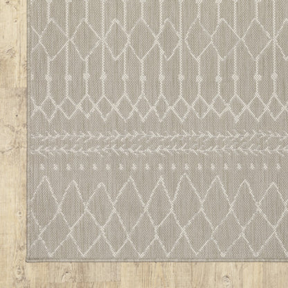 3' X 5' Gray and Ivory Indoor Outdoor Area Rug