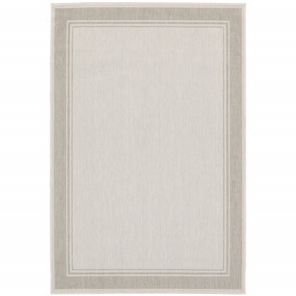 7' X 9' Gray and Ivory Indoor Outdoor Area Rug