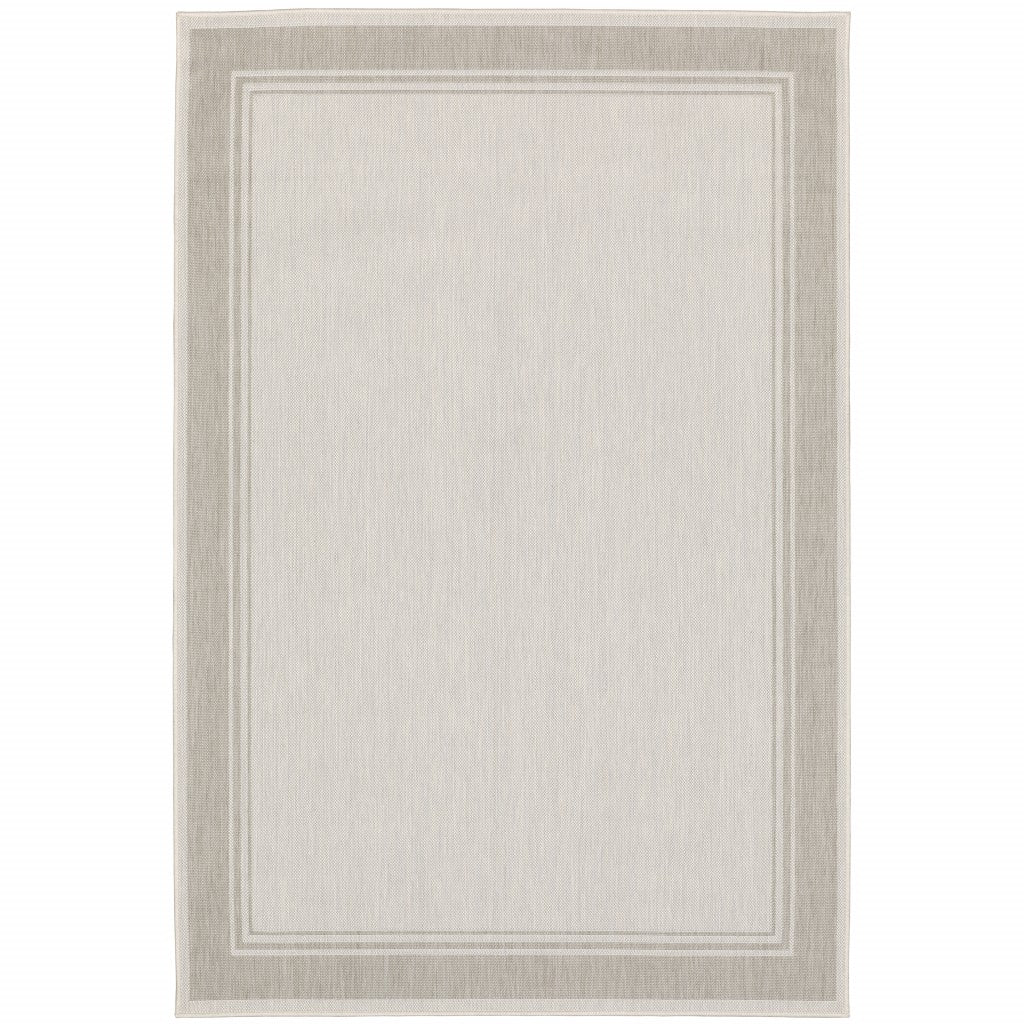 8' X 10' Gray and Ivory Indoor Outdoor Area Rug