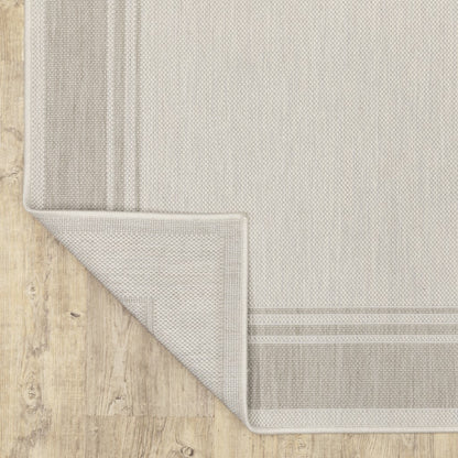 8' X 10' Gray and Ivory Indoor Outdoor Area Rug