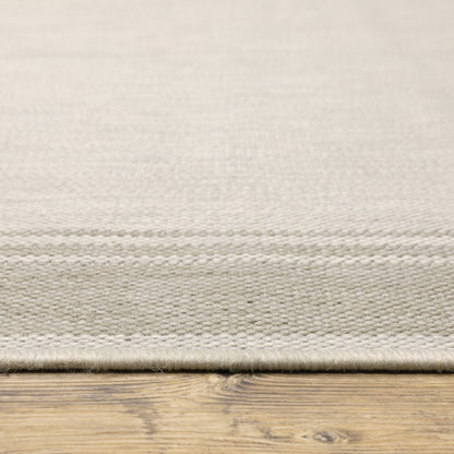 7' X 9' Gray and Ivory Indoor Outdoor Area Rug