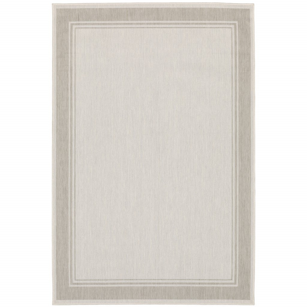 8' X 10' Gray and Ivory Indoor Outdoor Area Rug