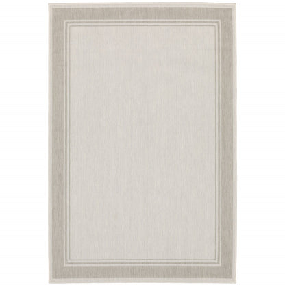 8' X 10' Gray and Ivory Indoor Outdoor Area Rug