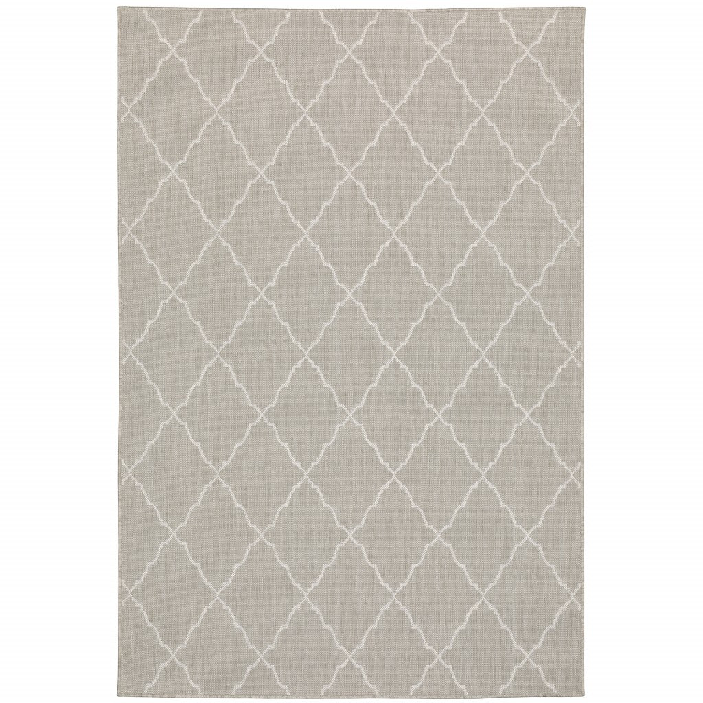 7' X 9' Gray and Ivory Indoor Outdoor Area Rug