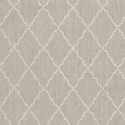 7' X 9' Gray and Ivory Indoor Outdoor Area Rug