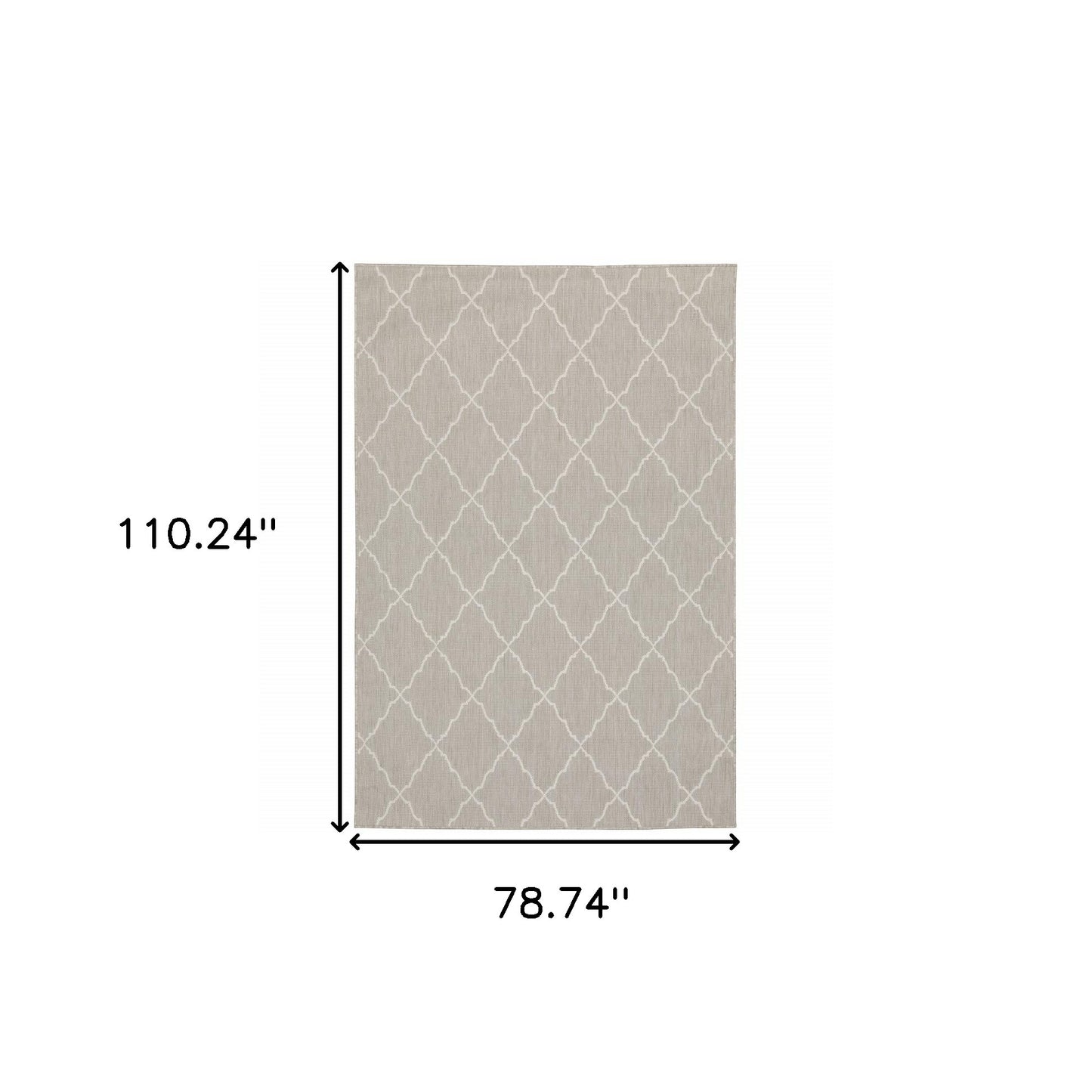 7' X 9' Gray and Ivory Indoor Outdoor Area Rug