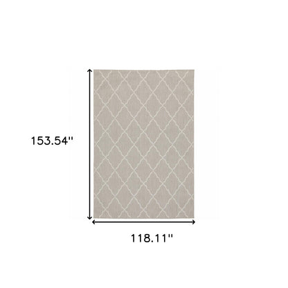 7' X 9' Gray and Ivory Indoor Outdoor Area Rug