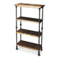 62" Wood Brown Iron Three Tier Standard Bookcase