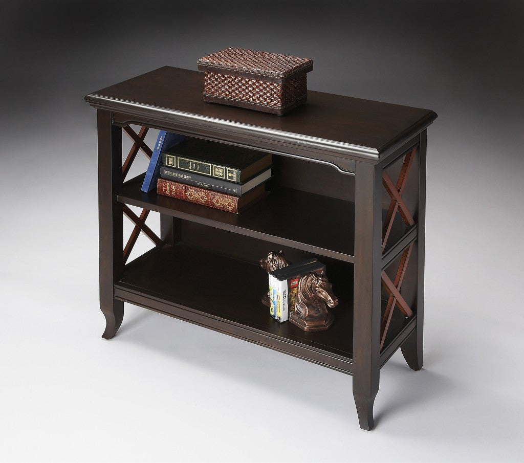 30" Dark Brown Two Tier Standard Bookcase