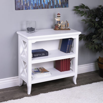 30" White Two Tier Standard Bookcase