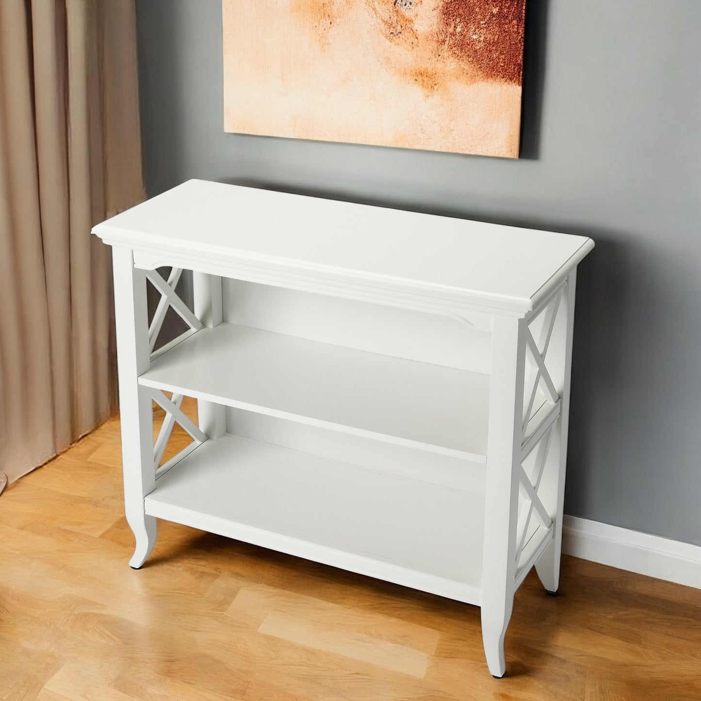 30" White Two Tier Standard Bookcase