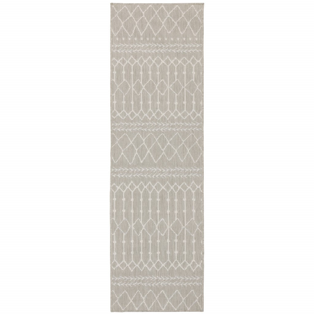 3' X 5' Gray and Ivory Indoor Outdoor Area Rug