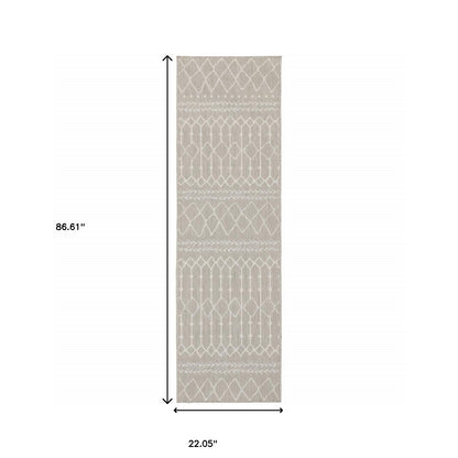 3' X 5' Gray and Ivory Indoor Outdoor Area Rug