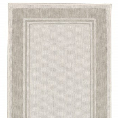 8' X 10' Gray and Ivory Indoor Outdoor Area Rug