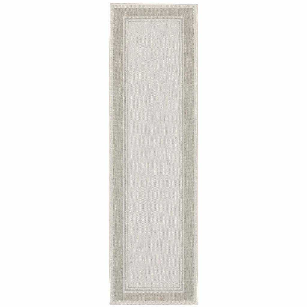 8' X 10' Gray and Ivory Indoor Outdoor Area Rug