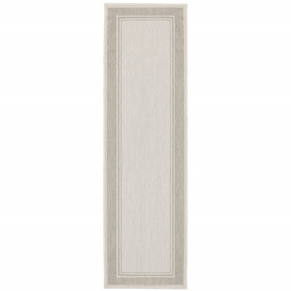 8' X 10' Gray and Ivory Indoor Outdoor Area Rug