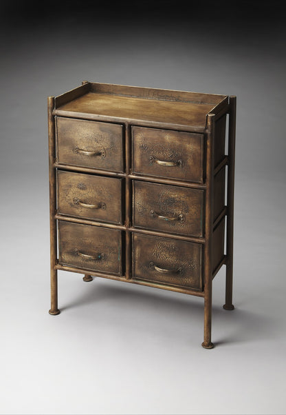 23" Bronze Metal Six Drawer Chest